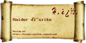 Haider Őszike névjegykártya